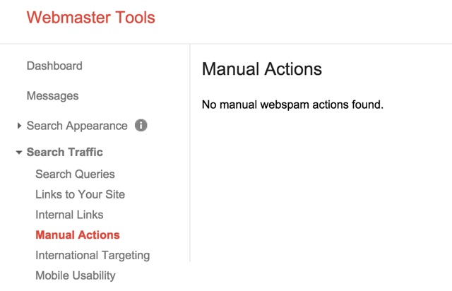 manual actions webmastertools